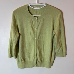 Eileen Fisher Organic Cotton Cashmere Cardigan Sweater Light Green Size Small